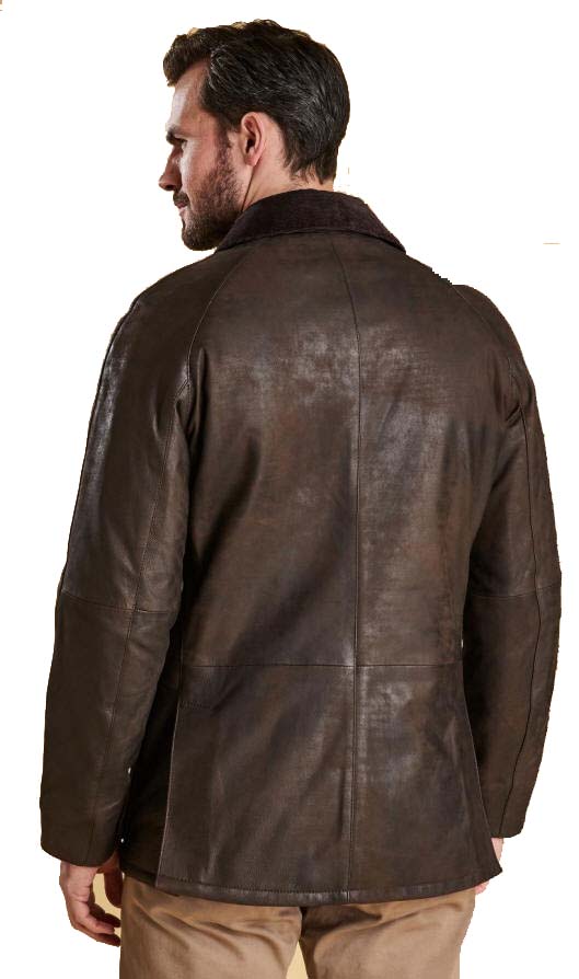 Barbour Mens Leather Ashby Jacket Brown 