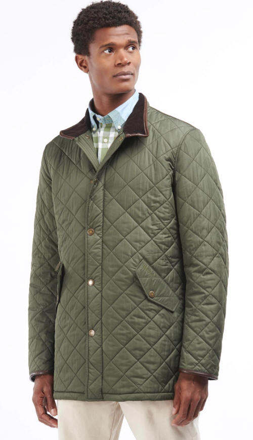 Barbour Long Powell Quilted Jacket Forest Green mqu1437gn91